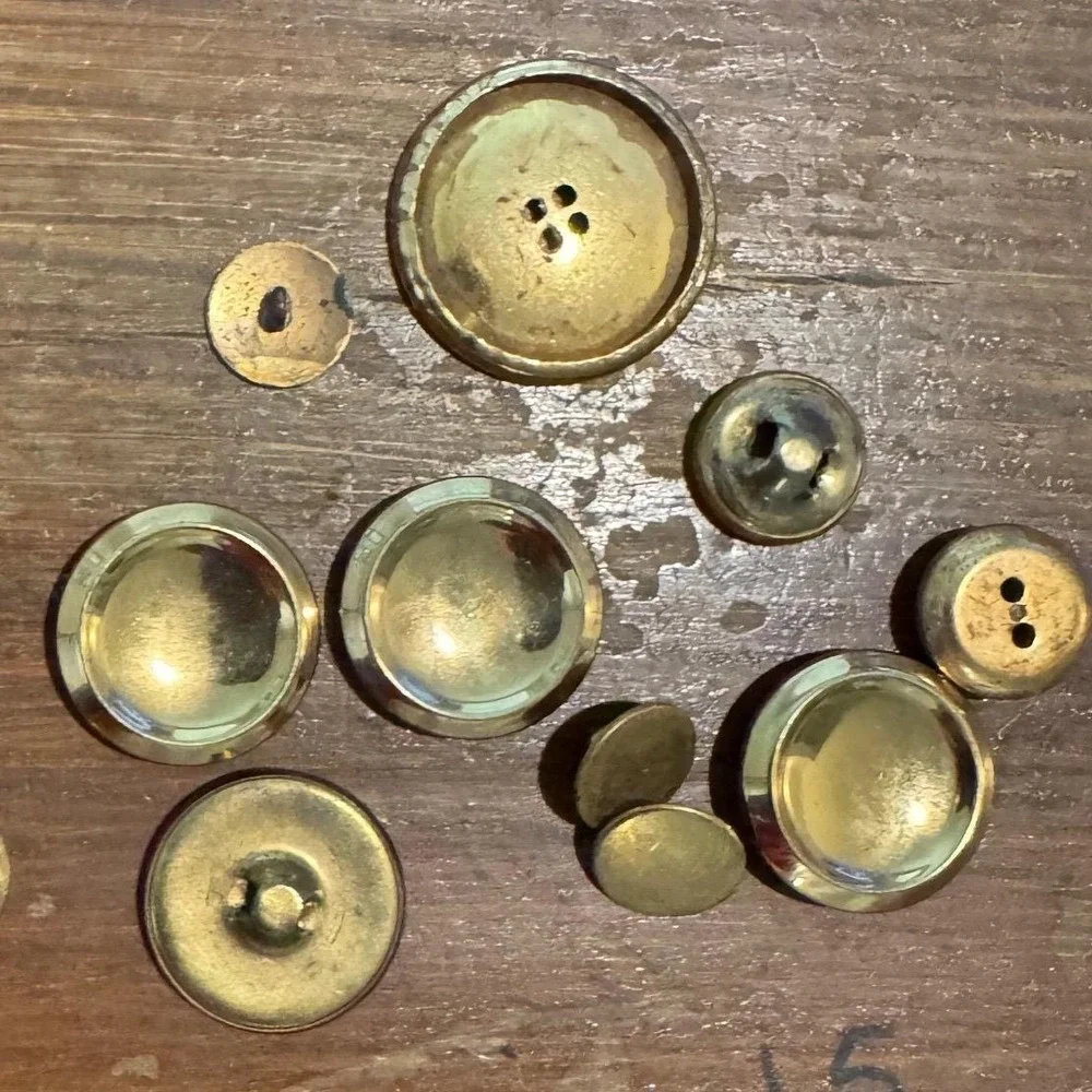 Vintage Mixed‎ Brass Gold Tone Buttons Lot Domed Blazer Flat Craft Sewing 15pc